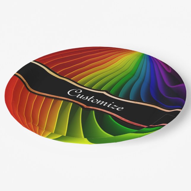 Assiettes de fête Twist Arc-en-ciel (Angle)
