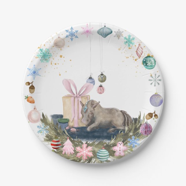 Assiettes de Noël avec portrait de cheval (Devant)