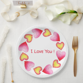Assiettes En Carton С te romantique Je t'aime Saint Valentin