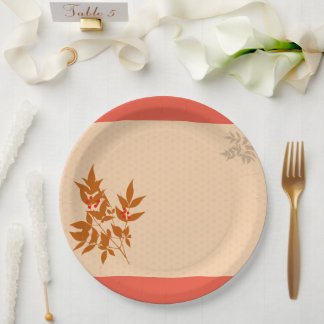 ASSIETTES EN CARTON 南天と麻の葉紋様のお祝いペーパープレート