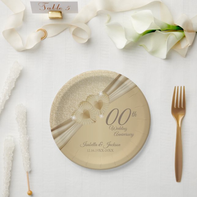 Assiettes En Carton 00ème anniversaire de Mariage d'or (Mariage)