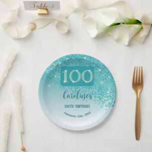 Assiettes En Carton 100e anniversaire Chic Falling Parties scintillant