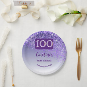 Assiettes En Carton 100e anniversaire Chic Falling Purple Parties scin