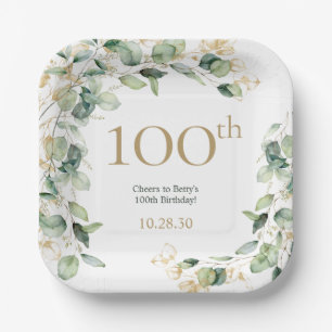 Assiettes En Carton 100e anniversaire Eucalyptus