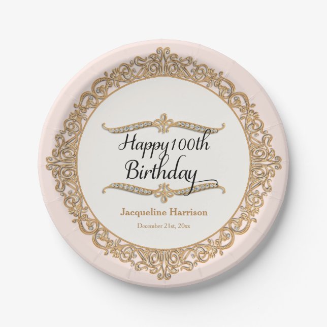 Assiettes En Carton 100e anniversaire joyeux (Devant)
