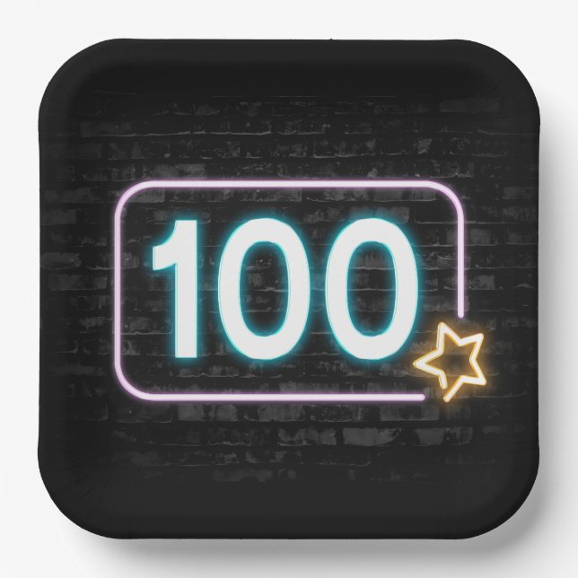 Assiettes En Carton 100e anniversaire Neon Connexion Brick (Recto)