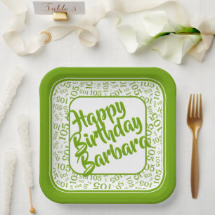 Assiettes En Carton 105e anniversaire Random Number Motif Vert/Blanc