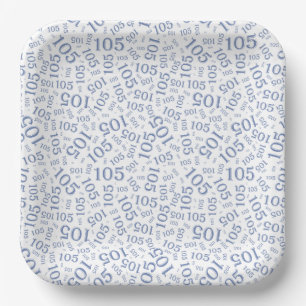 Assiettes En Carton 105e fête d'anniversaire bleu/blanc Motif aléatoir