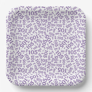Assiettes En Carton 105e fête d'anniversaire Motif aléatoire blanc et