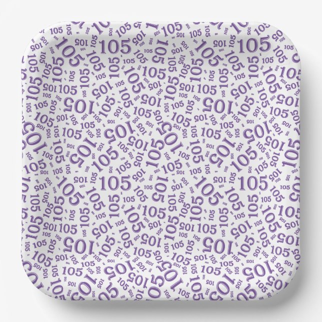 Assiettes En Carton 105e fête d'anniversaire Motif aléatoire blanc et  (Recto)