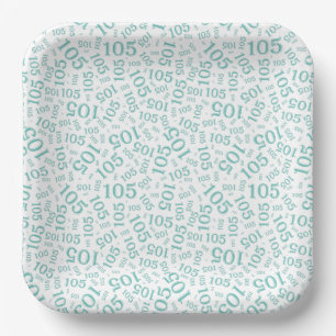 Assiettes En Carton 105e fête d'anniversaire Turquoise/Motif blanc alé