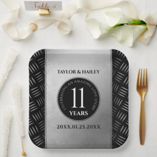Assiettes En Carton 11ème anniversaire de Mariage en acier