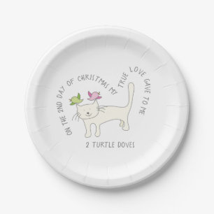 Assiettes En Carton 12 Jours de Catmas 2 tourterelles Noël