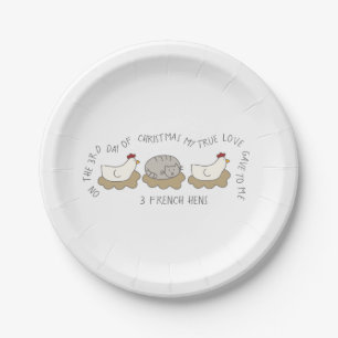 Assiettes En Carton 12 jours de Noël 3 poules françaises Noël