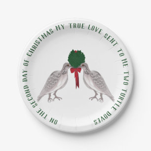 Assiettes En Carton 12 jours de Noël Deux tourterelles