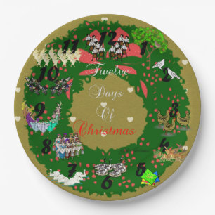 Assiettes En Carton 12 Jours de Noël Fête Thème Plate