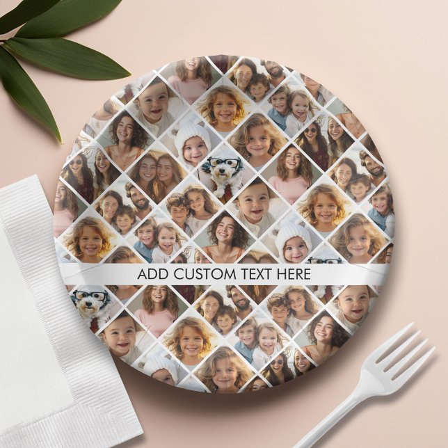 Assiettes En Carton 12 Photo Collage - Vous photos carrés ou instagram (Custom Paper Plate)