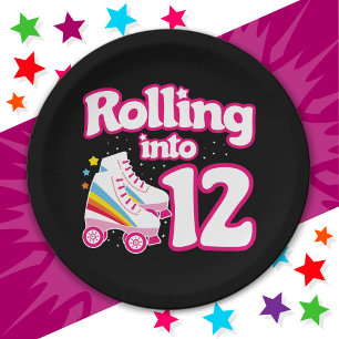 Assiettes En Carton 12e anniversaire Roller Patinage 12 ans