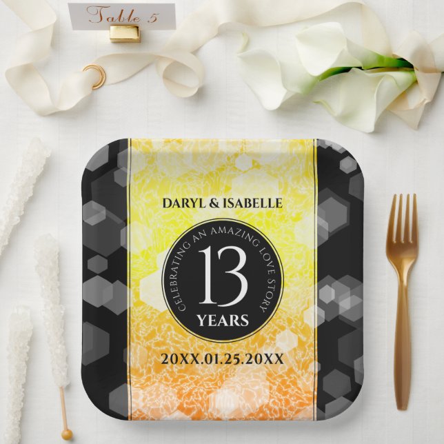 Assiettes En Carton 13ème anniversaire Mariage de la Citrine (Mariage)