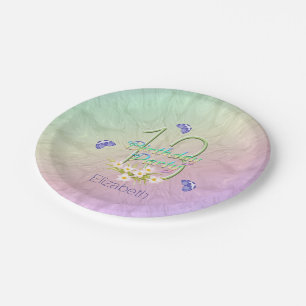Assiettes En Carton 13ème Papillons et fleurs sauvages de fête