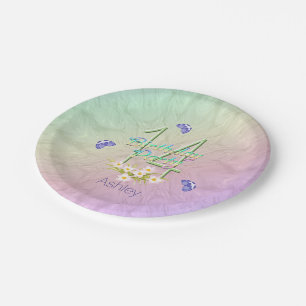 Assiettes En Carton 14ème Papillons et fleurs sauvages de fête