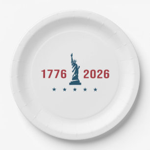 Assiettes En Carton 1776 2026 Amérique 250e anniversaire patriotique 