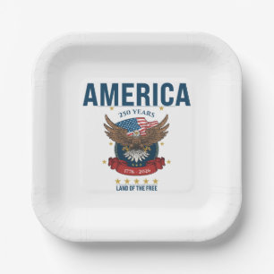 Assiettes En Carton 1776 2026   Drapeau aigle chauve patriotique Améri