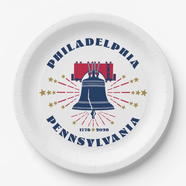 Assiettes En Carton 1776 Philadelphia Liberty Bell Plaque papier (Devant)
