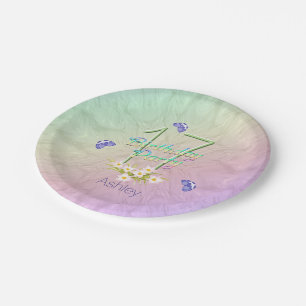 Assiettes En Carton 17ème Papillons et fleurs sauvages de fête