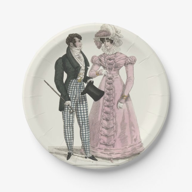 Assiettes En Carton 1823 Antique Homme Mariage Femme Mode (Devant)