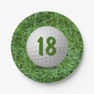Assiettes En Carton 18e anniversaire Golf Ball on Grass Papier Plaque