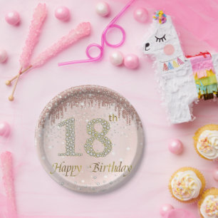 Assiettes En Carton 18e Rose Gold Anniversaire Décratis