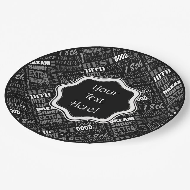 Assiettes En Carton 18ème monogramme personnalisé de fête (Angle)