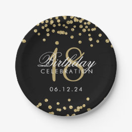 Assiettes En Carton 18ème Noir de confettis de parties scintillantes