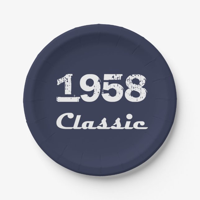 Assiettes En Carton 1958 Classique 60e fête d'anniversaire (Devant)