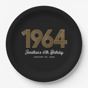 Assiettes En Carton 1964 Fausse Or Noir 60e Anniversaire