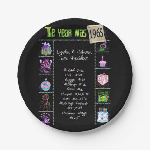 Assiettes En Carton 1965 Anniversaire Trivia Faits Plaque de papier