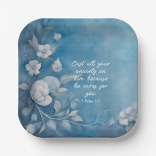 Assiettes En Carton 1 Pierre 5:7 Image de verset biblique