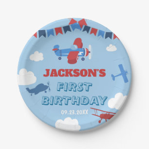 Assiettes En Carton 1er Anniversaire Avion Un an a soufflé Sky Cloud