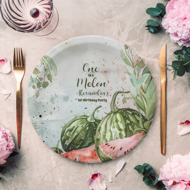 Assiettes En Carton 1er anniversaire de la pastèque (Créateur téléchargé)