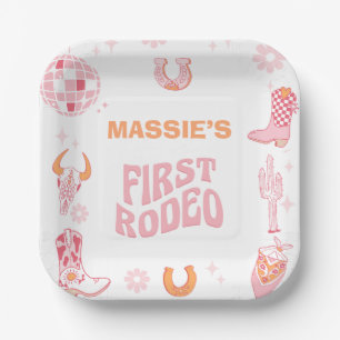 Assiettes En Carton 1er anniversaire de la première rodéo rose rétro