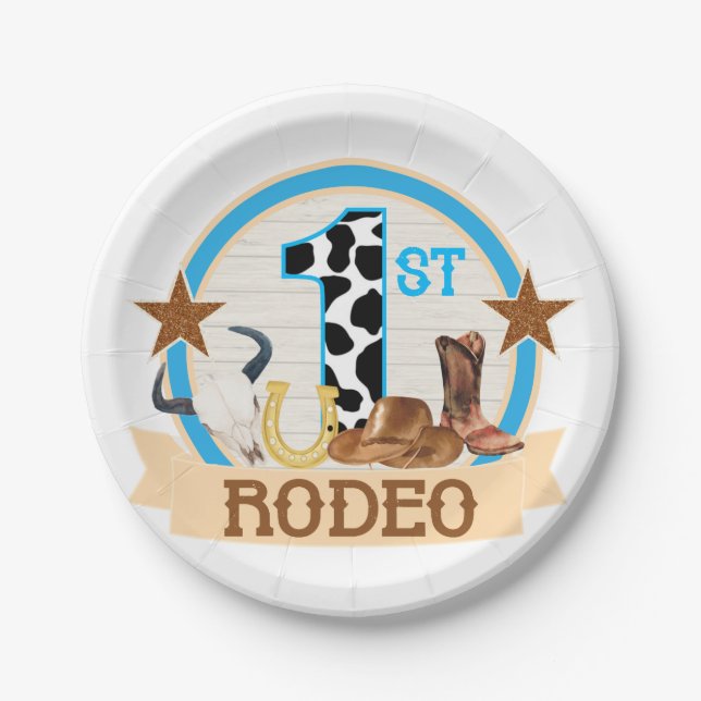 Assiettes En Carton 1er anniversaire de Rodeo (Devant)