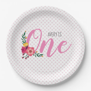 Assiettes En Carton 1er anniversaire du bébé rose pâle