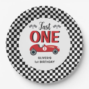 Assiettes En Carton 1er anniversaire Fast One Racing Car Party