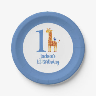 Assiettes En Carton 1er anniversaire Giraffe & Bird