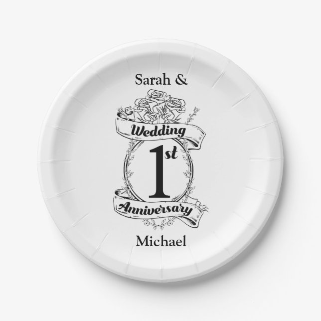 Assiettes En Carton 1er anniversaire Mariage (Devant)