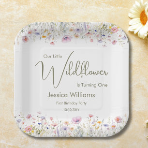 Assiettes En Carton 1er Anniversaire Notre Petite Fleur Sauvage Fait U