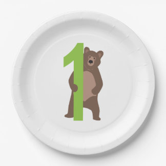 Assiettes En Carton 1er anniversaire Ours Brown moderne