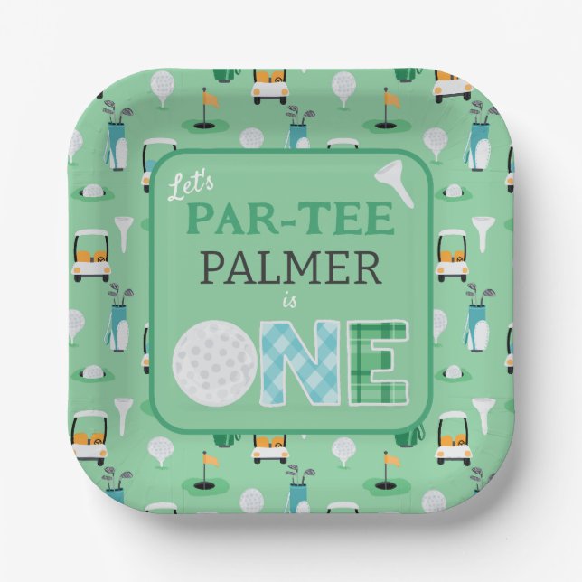 Assiettes En Carton 1er Anniversaire Par-tee Golf Party (Recto)