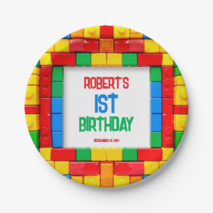 Assiettes En Carton 1re Blocs de bâtiment ANNIVERSAIRE